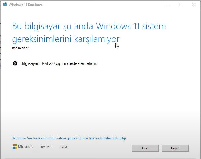 Bu bilgisayar Windows sistem gereksinimlerini karşılamıyor hatası çözümü